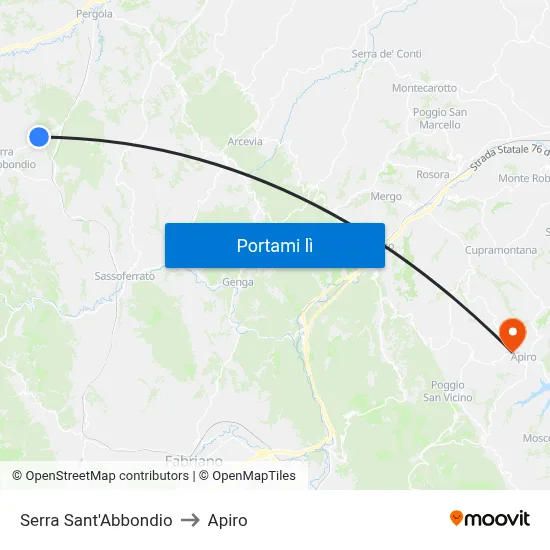 Serra Sant'Abbondio to Apiro map