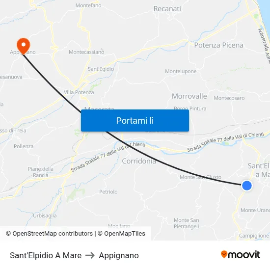 Sant'Elpidio A Mare to Appignano map