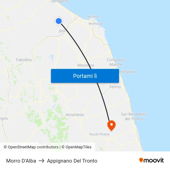 Morro D'Alba to Appignano Del Tronto map