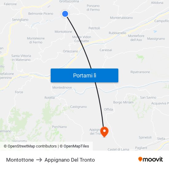 Montottone to Appignano Del Tronto map