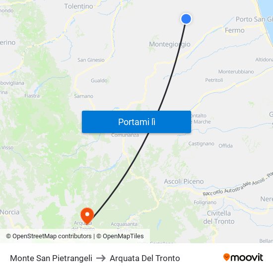 Monte San Pietrangeli to Arquata Del Tronto map