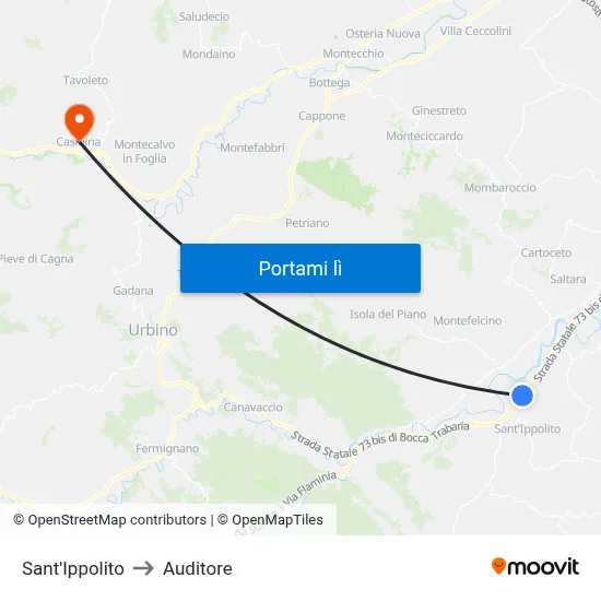 Sant'Ippolito to Auditore map