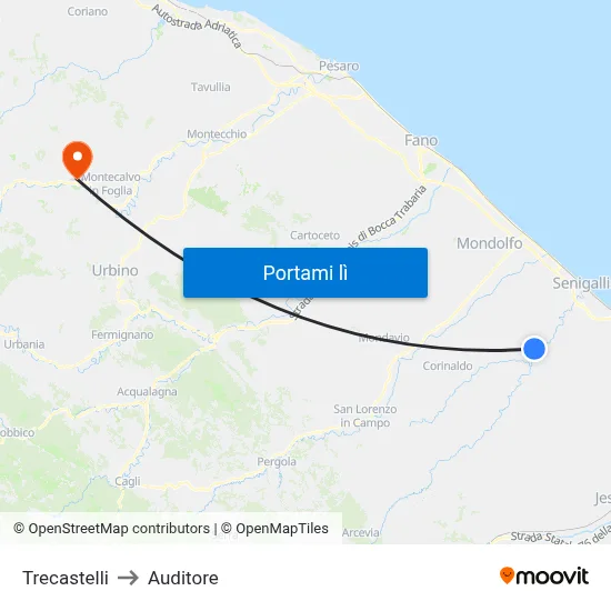 Trecastelli to Auditore map