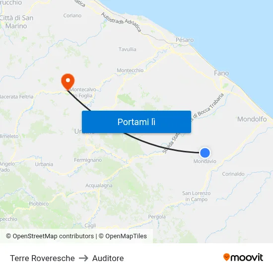 Terre Roveresche to Auditore map