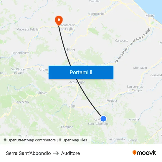 Serra Sant'Abbondio to Auditore map