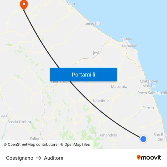 Cossignano to Auditore map