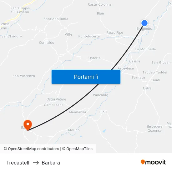 Trecastelli to Barbara map