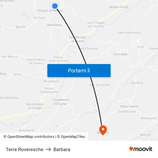 Terre Roveresche to Barbara map