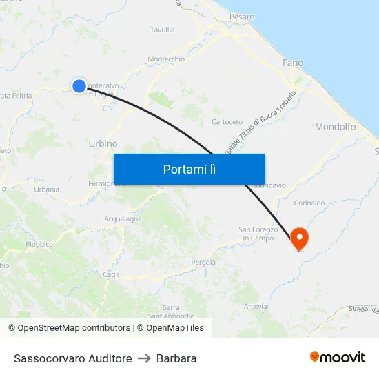 Sassocorvaro Auditore to Barbara map