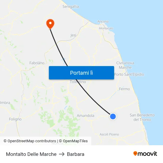 Montalto Delle Marche to Barbara map
