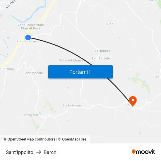 Sant'Ippolito to Barchi map
