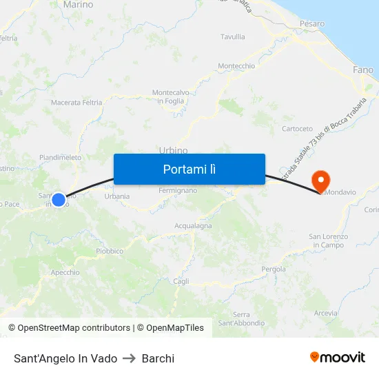 Sant'Angelo In Vado to Barchi map