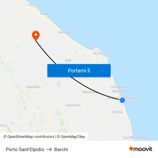 Porto Sant'Elpidio to Barchi map