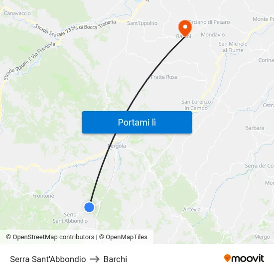 Serra Sant'Abbondio to Barchi map