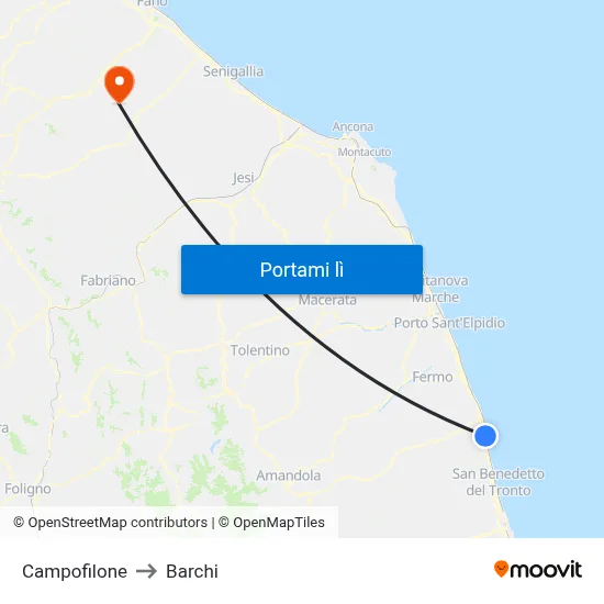 Campofilone to Barchi map
