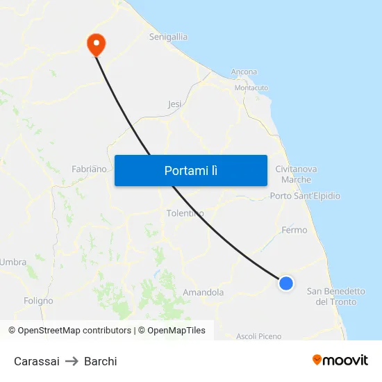 Carassai to Barchi map