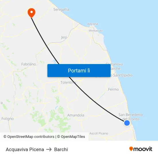 Acquaviva Picena to Barchi map