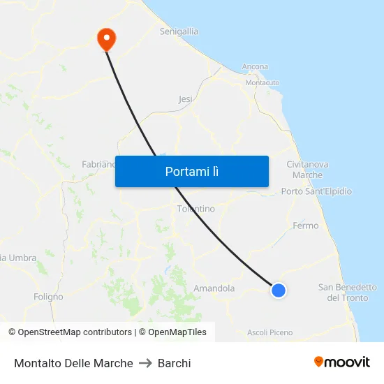 Montalto Delle Marche to Barchi map