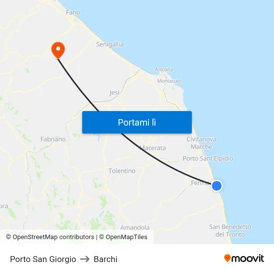 Porto San Giorgio to Barchi map