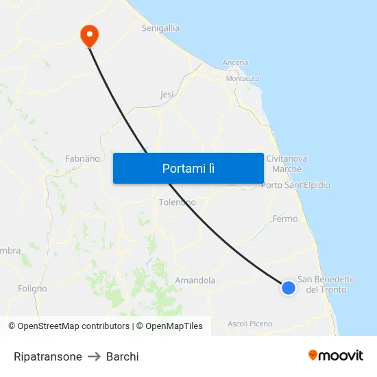 Ripatransone to Barchi map