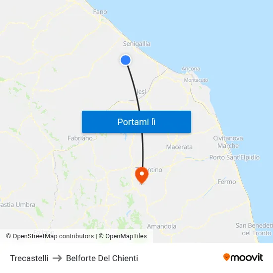 Trecastelli to Belforte Del Chienti map