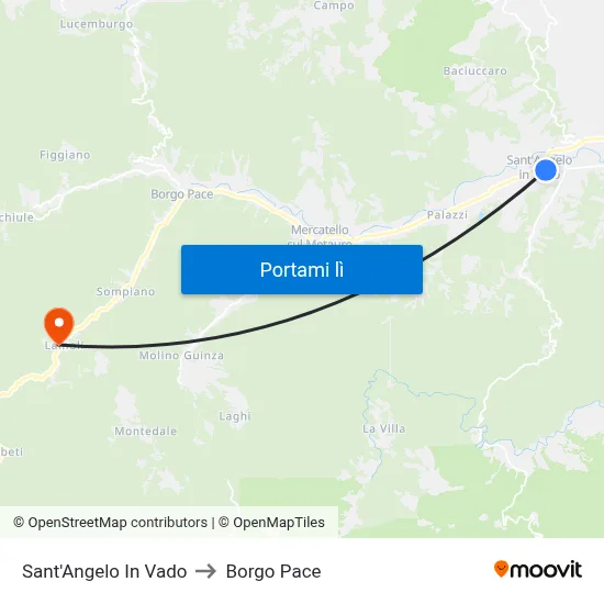 Sant'Angelo In Vado to Borgo Pace map