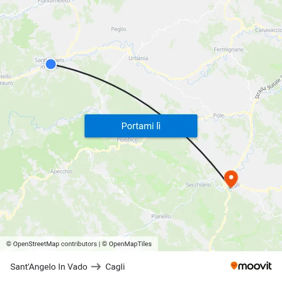 Sant'Angelo In Vado to Cagli map