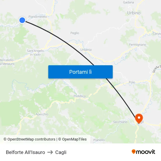 Belforte All'Isauro to Cagli map