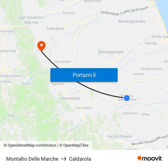 Montalto Delle Marche to Caldarola map