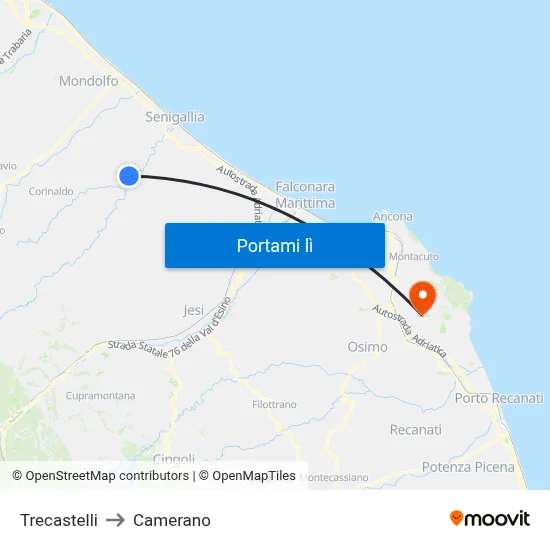 Trecastelli to Camerano map