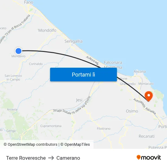 Terre Roveresche to Camerano map