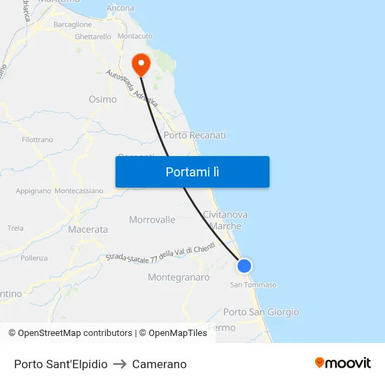 Porto Sant'Elpidio to Camerano map