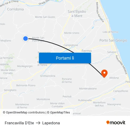 Francavilla D'Ete to Lapedona map
