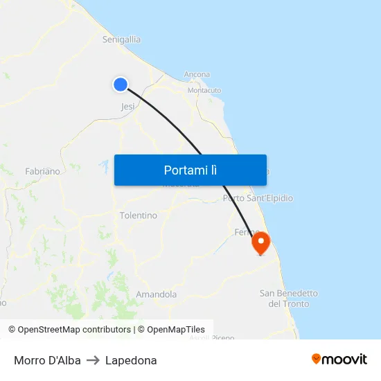 Morro D'Alba to Lapedona map