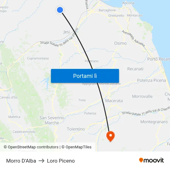 Morro D'Alba to Loro Piceno map