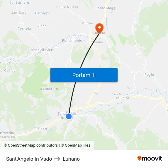 Sant'Angelo In Vado to Lunano map