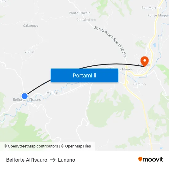 Belforte All'Isauro to Lunano map