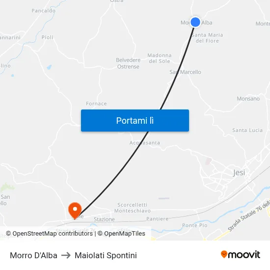 Morro D'Alba to Maiolati Spontini map