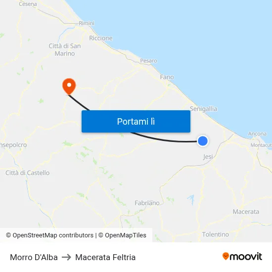 Morro D'Alba to Macerata Feltria map