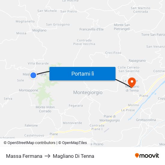 Massa Fermana to Magliano Di Tenna map