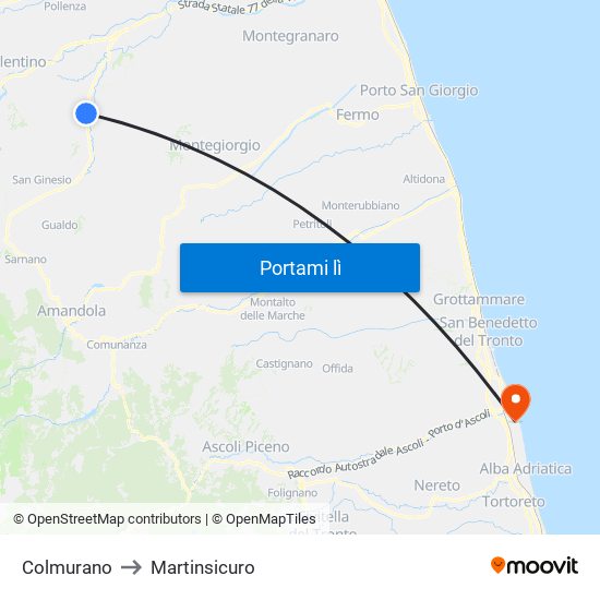 Colmurano to Martinsicuro map