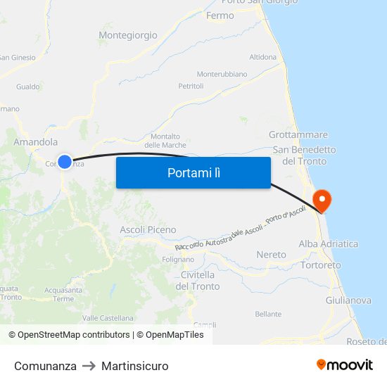 Comunanza to Martinsicuro map