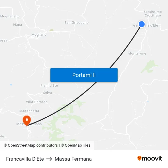 Francavilla D'Ete to Massa Fermana map