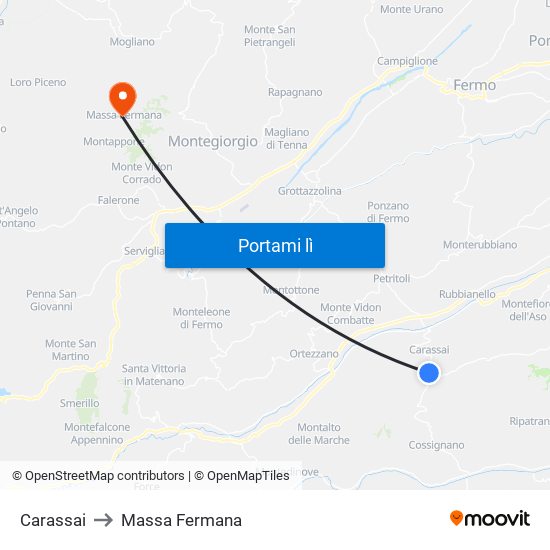 Carassai to Massa Fermana map