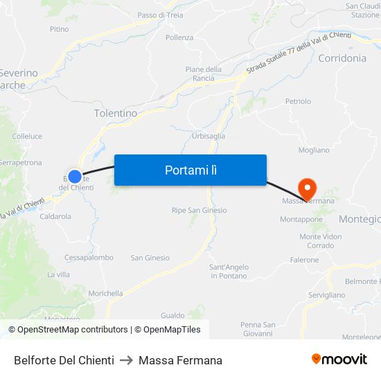 Belforte Del Chienti to Massa Fermana map