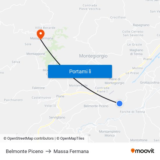 Belmonte Piceno to Massa Fermana map