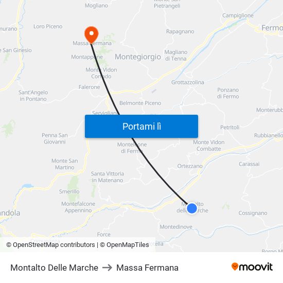 Montalto Delle Marche to Massa Fermana map