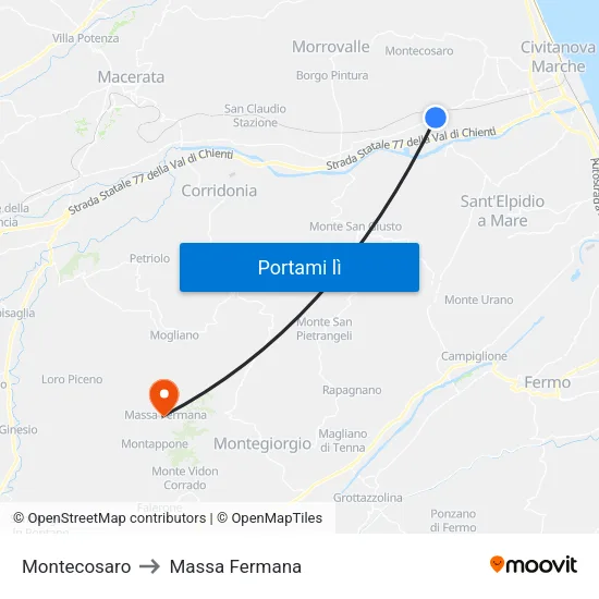Montecosaro to Massa Fermana map