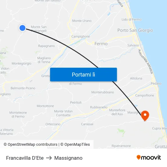 Francavilla D'Ete to Massignano map