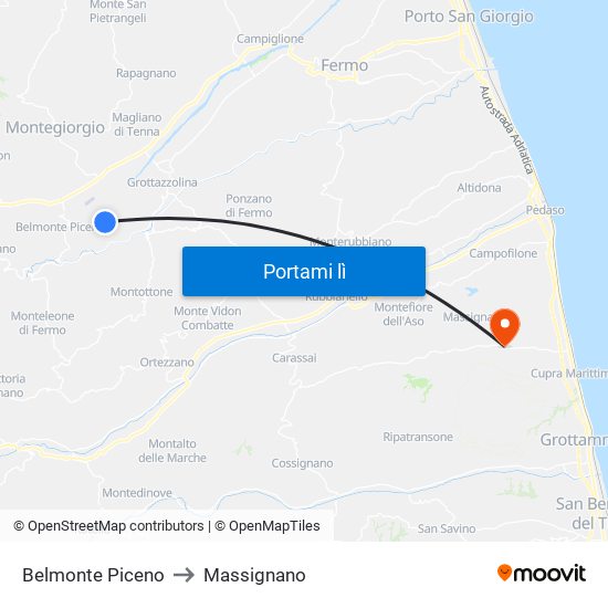 Belmonte Piceno to Massignano map